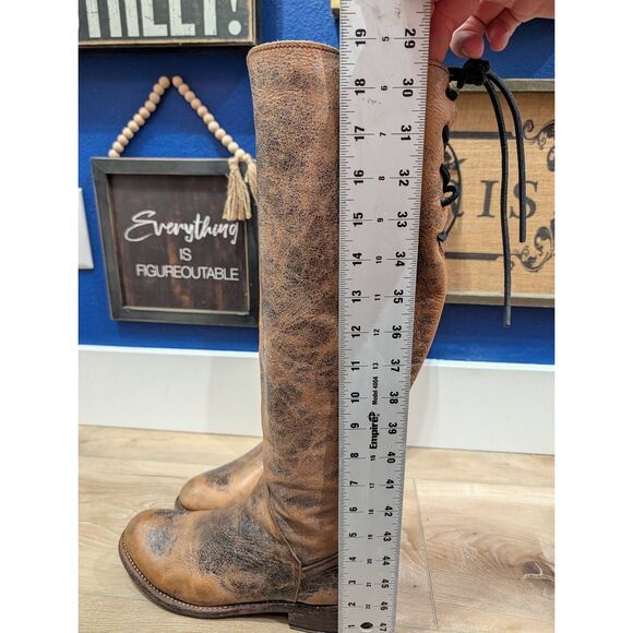 Bed Stu Manchester Tall Riding Boots Women's 9 Black Hand Washed Knee High - Picture 13 of 16